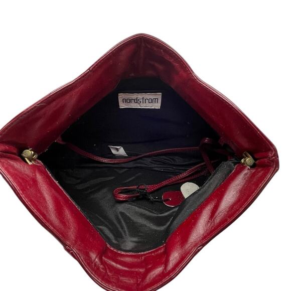 Vintage Nordstrom Clutch Purse Handbag Maroon Leather Made in Brazil 1970s 80s - Picture 3 of 9